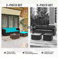 Outsunny 3 Pieces Patio Furniture Set with Cushions, Outdoor PE Rattan Wicker Conversation Corner Sofa Set with Glass Top Table and Adjustable Foot for Garden, Lawn, Cream White