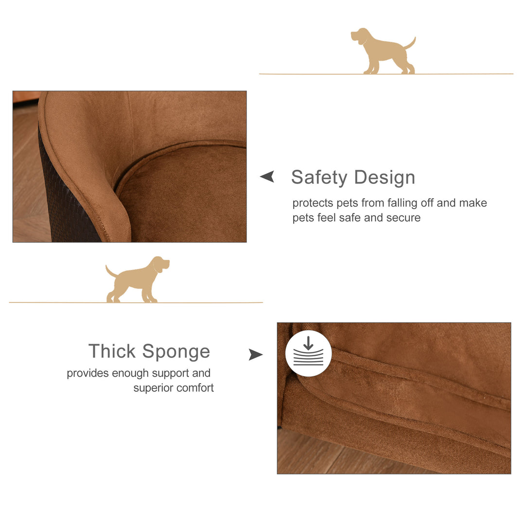 PawHut Dog Sofa, Cat Couch with Removable Washable Cushion, Elevated Pet Cat Sofa for Miniature Dogs, White