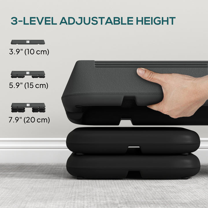 Soozier Adjustable Aerobic Stepper, 3-Level with Risers 4", 6", 8" Exercise Step Platform for Home Gym Fitness Workout, 330lbs Weight Capacity, Grey