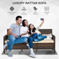 Outsunny 3-Seater Wicker Sofa, PE Rattan Outdoor Couch Conversation Furniture with Removable Cushions for Patio, Garden, Grey