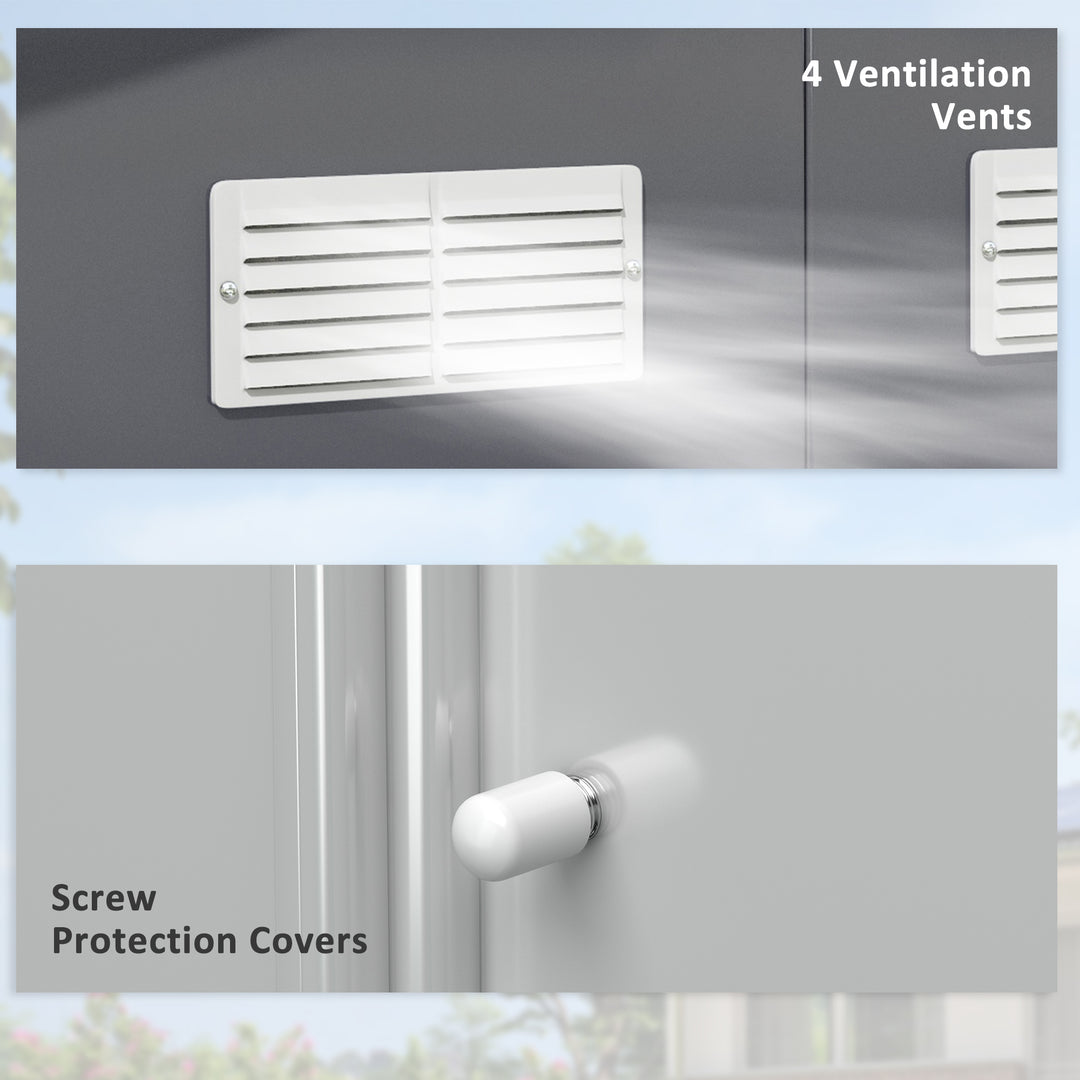 Outsunny 11' x 13'Garden Storage Shed w/ Foundation Kit Metal Tool Storage House w/ Double Doors Yellow