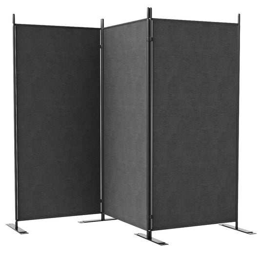 Outsunny 3 Panel Folding Outdoor Privacy Screen, 5.8FT Tall Room Divider with UV30+ Protection, Freestanding Privacy Panel Partition with Stable Base for Indoor Outdoor, Dark Grey