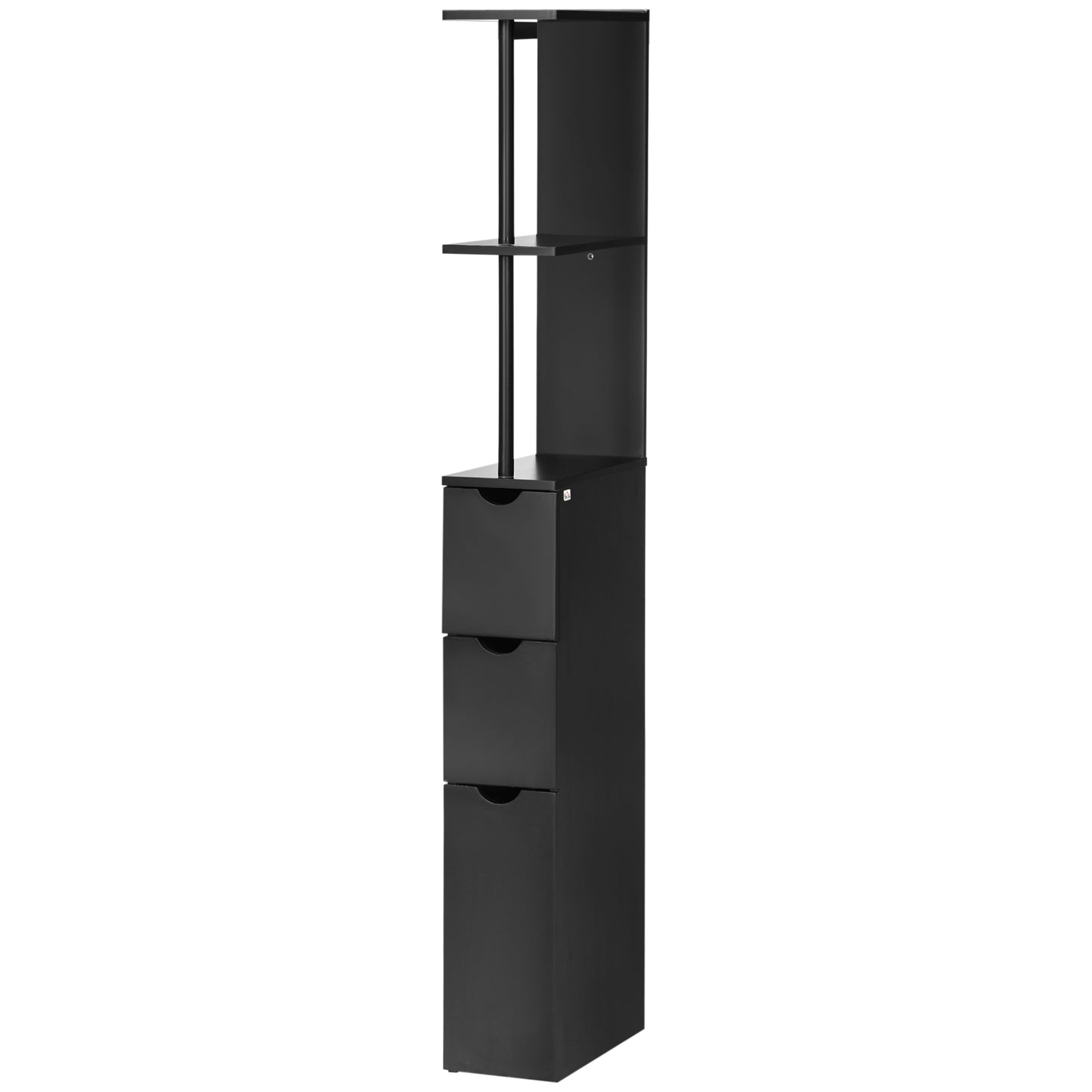 HOMCOM Tall Bathroom Storage Cabinet, Narrow Bathroom Cabinet with Drawers and Open Shelves for Small Spaces, White and Grey