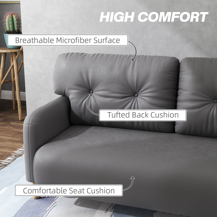 HOMCOM 58" 2 Seat Sofa, Modern Love Seats Furniture, Upholstered 2 Seater Couch, Solid Wood Frame, Grey
