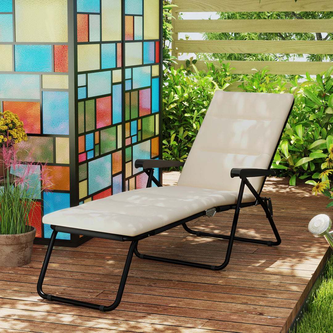 Outsunny Foldable Lounge Chair, Reclining Patio Sun Lounger with 6-Position Adjustable Back, Grey