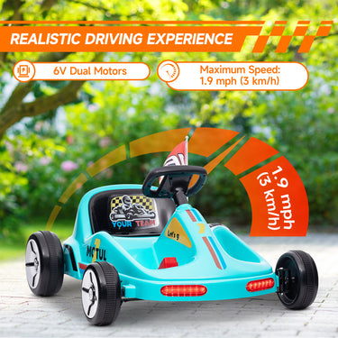 Qaba 6V Electric Go Kart for Aged 3-5 Kids with Music, Light, Horn, Blue