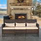 Outsunny 3-Seater Wicker Sofa, PE Rattan Outdoor Couch Conversation Furniture with Removable Cushions for Patio, Garden, Grey