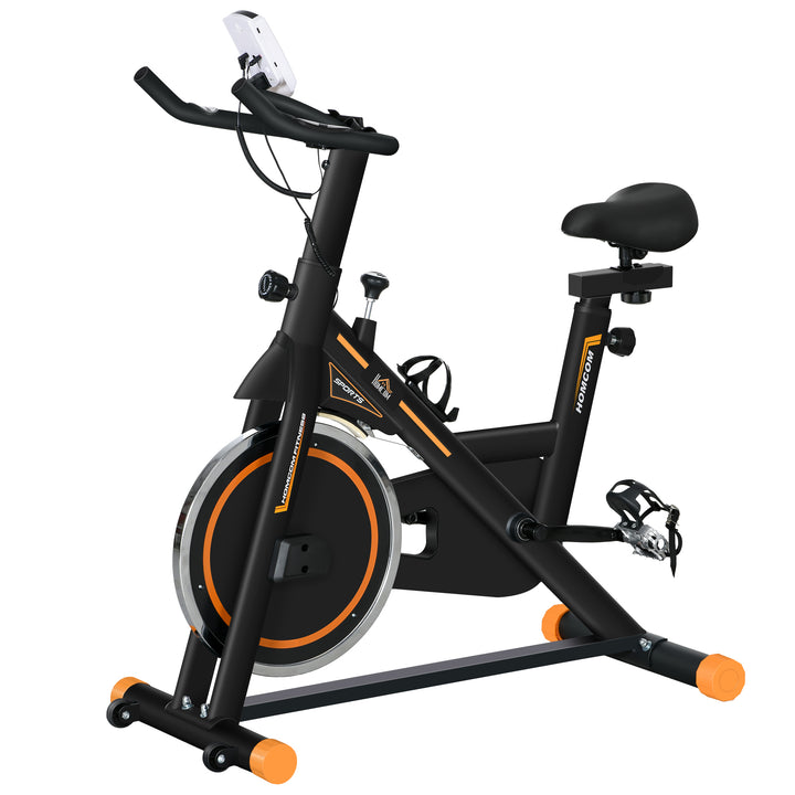Soozier Upright Stationary Exercise Bike, Cardio Workout Training Bicycle w/ Adjustable Resistance LCD Monitor, Orange