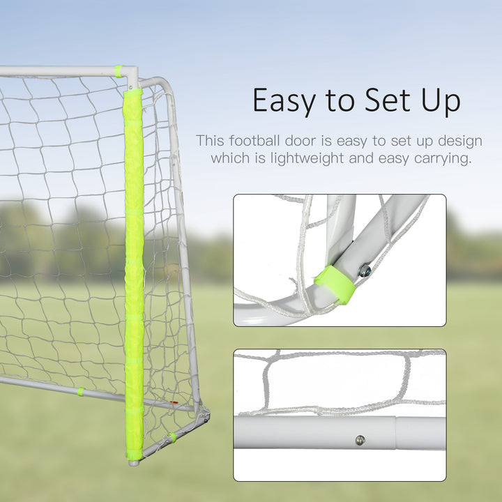 Soozier 6ft x 4ft Soccer Goal Net with Metal Frame, PE Mesh, Ground Stakes, Easy Assembly, Yellow