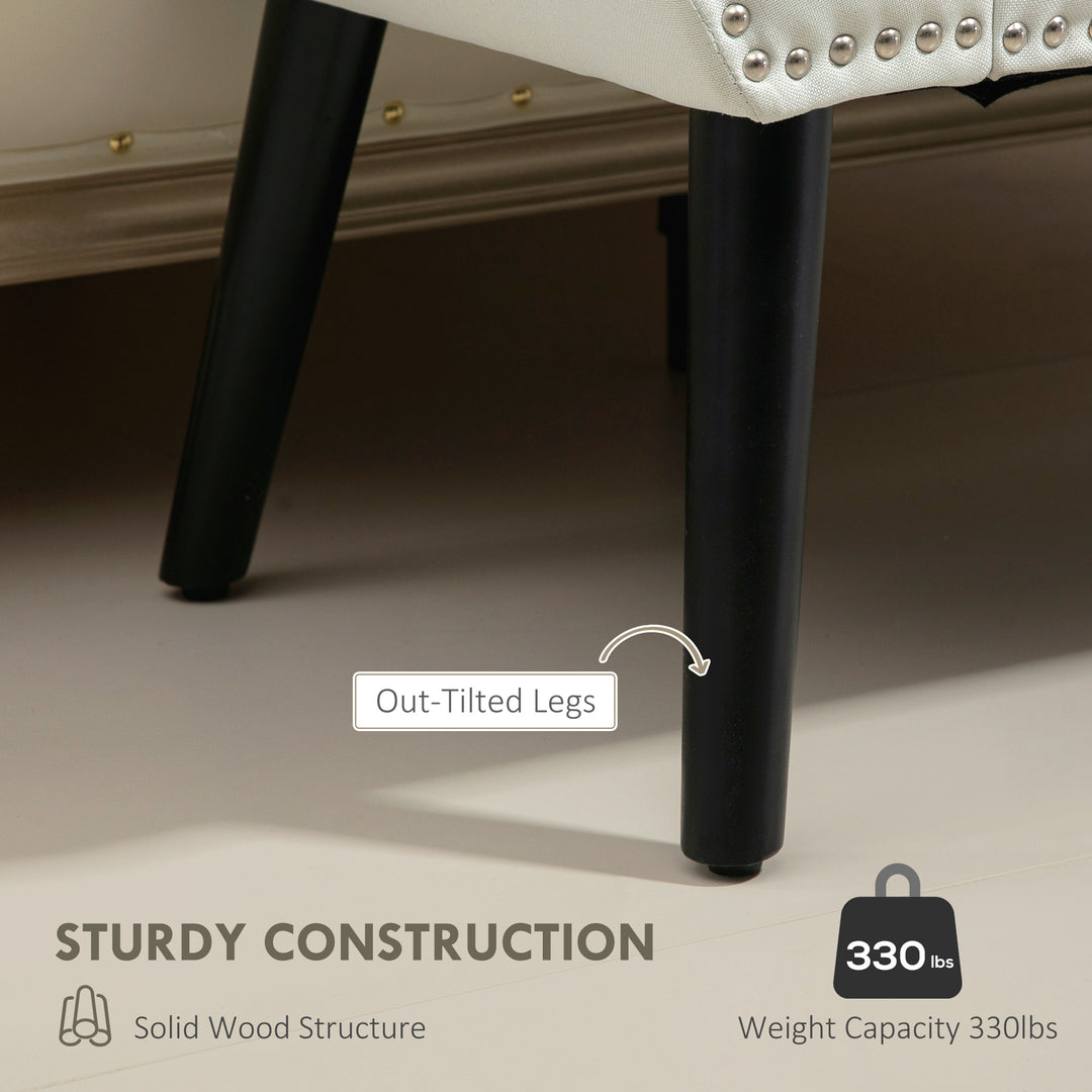 HOMCOM Modern Upholstered Bench, End of Bed Bench for Bedroom, Hallway Bench with Arms and Nailhead Trim