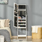 HOMCOM Mirror Jewelry Cabinet Armoire, Lockable Jewelry Organizer with Full-Length Mirror, 3 Angle Adjustable, Grey