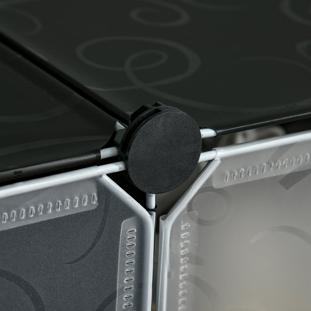 HOMCOM 6-Tier Shoe Rack, 6 Cube Storage Organizer with Doors, DIY 6-Cube Modular Cabinet for Living Room, Black