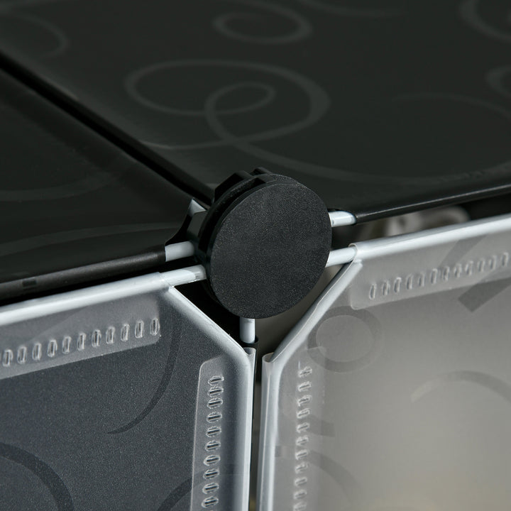 HOMCOM 6-Tier Shoe Rack, 6 Cube Storage Organizer with Doors, DIY 6-Cube Modular Cabinet for Living Room, Black