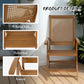 Outsunny Outdoor Folding Chair with Adjustable Back, Wood Foldable Dining Chair with Slatted Seat, Armrest, Teak