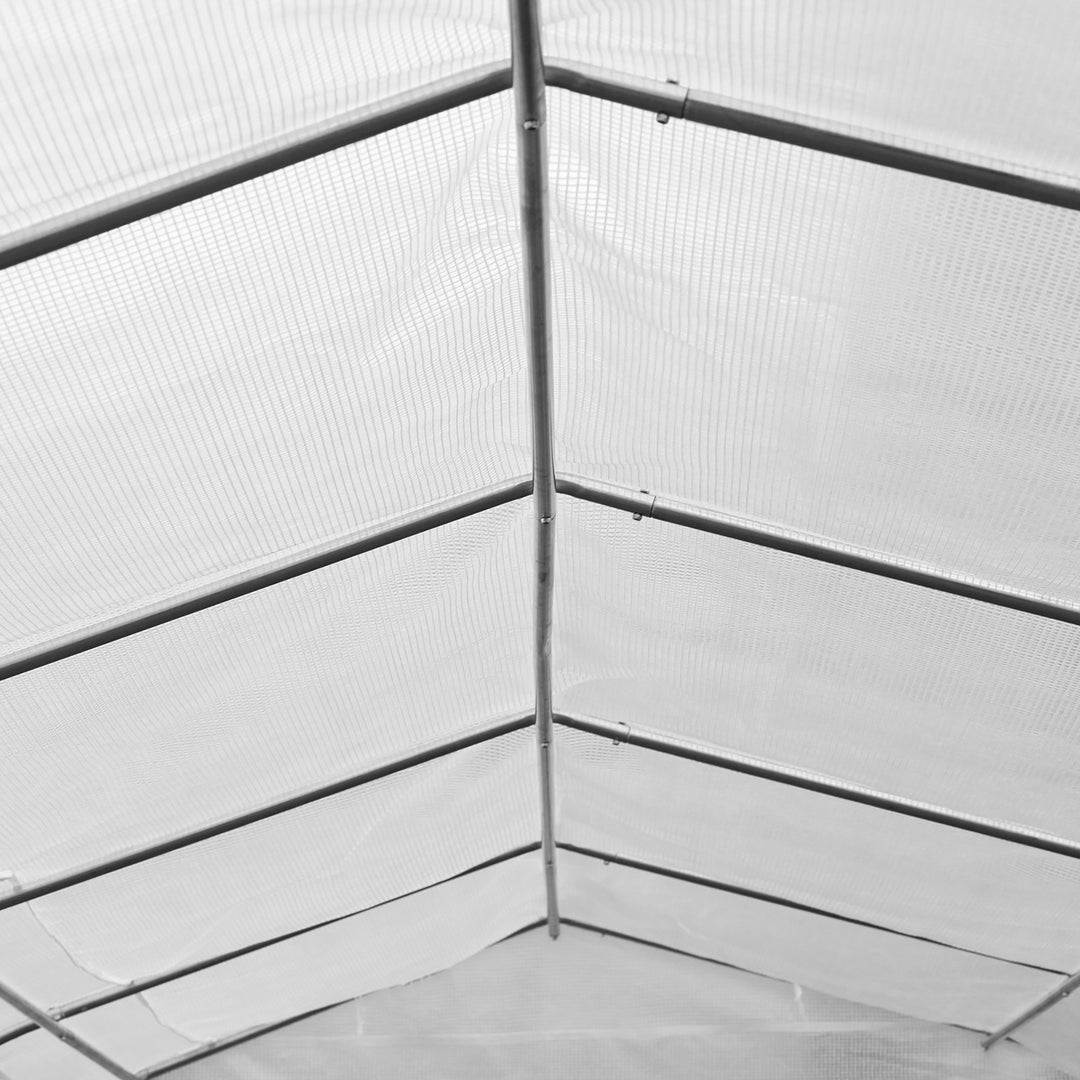 Outsunny 26' x 10' x 7' Large Steeple Walk-in Greenhouse Outdoor Garden Plant Seed Tunnel Grow Tent Steel Frame, Green