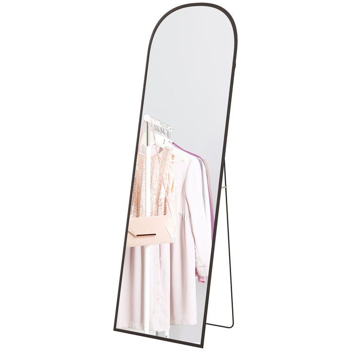 HOMCOM Arched Standing Mirror, 64" x 20" Full Length Mirror, Free Standing or Wall Mounted for Living Room, Bedroom, Black