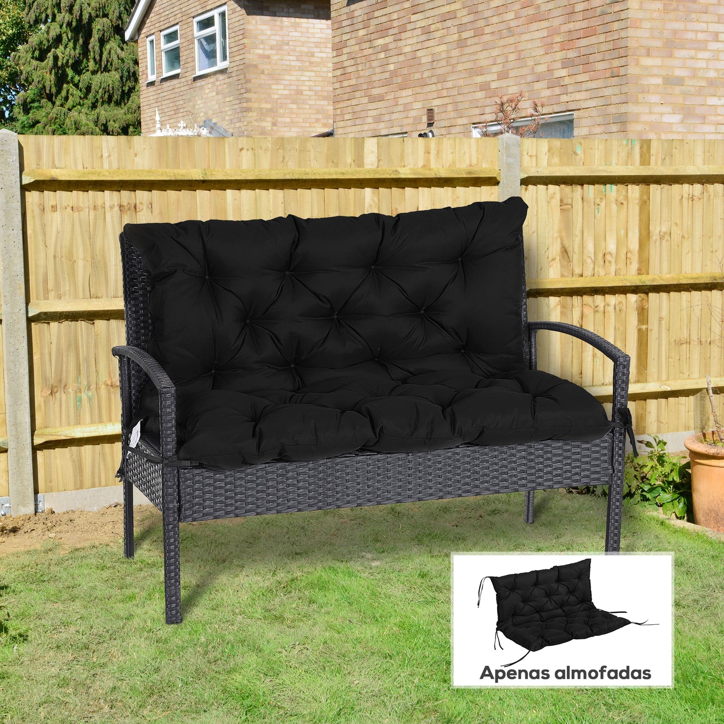 Outsunny Porch Swing Cushion Garden Bench Cushion with Backrest, Non-Slip 2-seater Thick Pad, Swing Chair Mat Replacement for Indoor and Outdoor, 39.4" x 38.6", Dark Grey