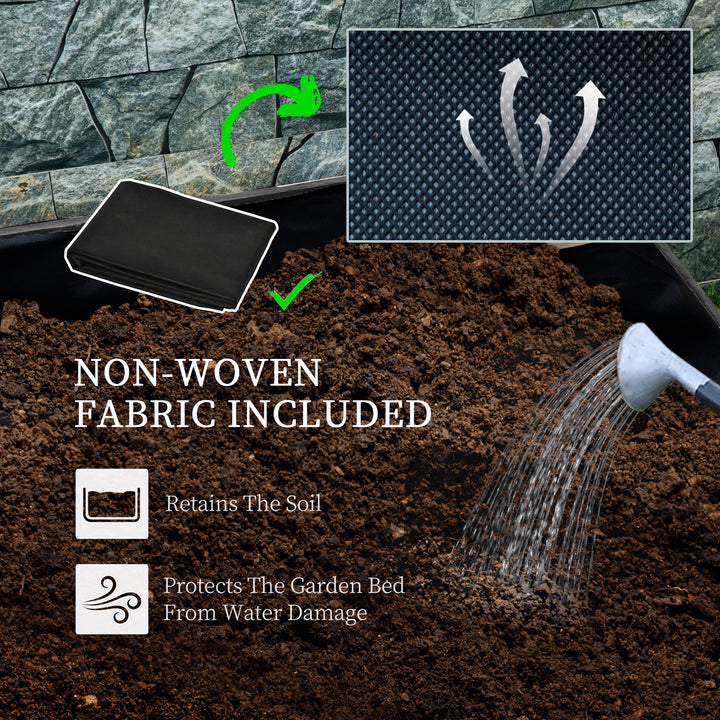 Outsunny Raised Garden Bed with Trellis, 2 Tier Wooden Elevated Planter Box  for Vegetables, Flowers, Herbs, Grey