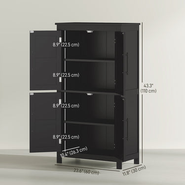 HOMCOM Farmhouse Bathroom Storage Cabinet, Bathroom Floor Cabinet with Barn Doors and Adjustable Shelf, Black