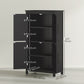 HOMCOM Farmhouse Bathroom Storage Cabinet, Bathroom Floor Cabinet with Barn Doors and Adjustable Shelf, Black