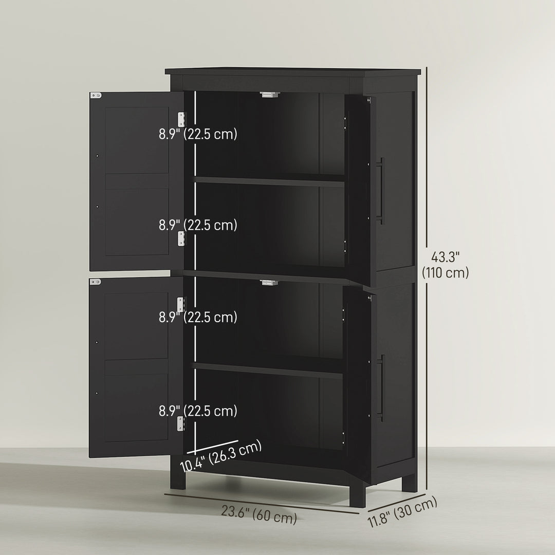 HOMCOM Farmhouse Bathroom Storage Cabinet, Bathroom Floor Cabinet with Barn Doors and Adjustable Shelf, Black