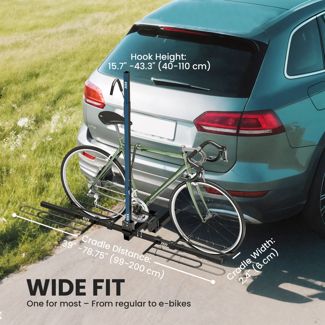 HOMCOM Hitch Bike Rack for Car, 200 lbs 2 Bike Rack with Platform Style, Safety Strap for 2" Receiver, Black