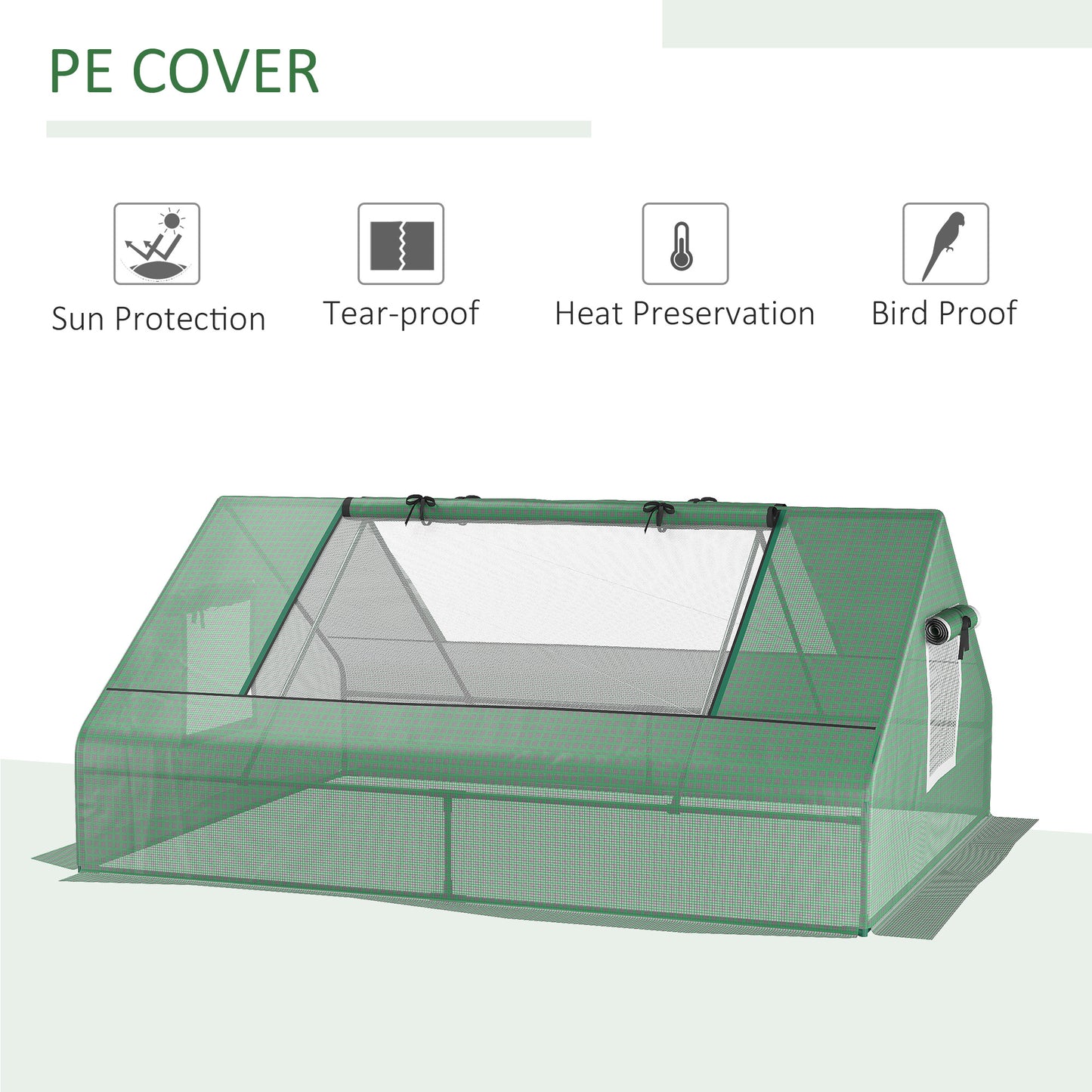 Outsunny 71" x 55" x 32" Mini Greenhouse Portable Hot House for Plants with 2 Large Windows and Ground Nails for Outdoor, Indoor, Garden, Gardening Kit, Green