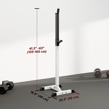 Soozier Adjustable Barbell Rack Stable Power Squat Stand Portable 2 Bars Barbell Holder Weight Rack, Black and White