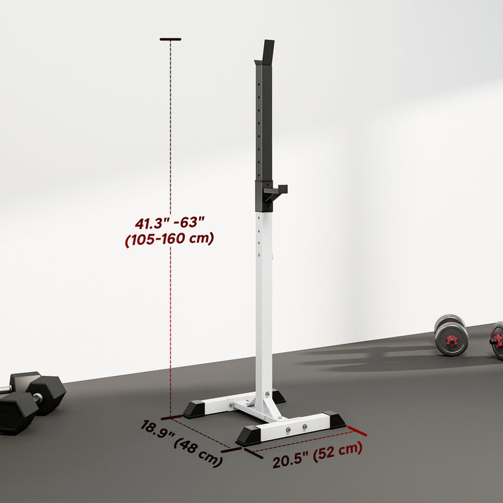 Soozier Adjustable Barbell Rack Stable Power Squat Stand Portable 2 Bars Barbell Holder Weight Rack, Black and White