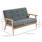 HOMCOM 45" 2 Seat Sofa, Upholstered Two Seater Couch with Rubber Wood Legs for Bedroom, Living Room, Dark Grey