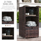 Outsunny Outdoor Storage Cabinet, Patio Storage Box Rack Rattan Wicker Pool Towel Valet Organizer Poolside Garden Lawn Bathroom Furniture Shelf w/ Shelf Drawer, Dark Brown