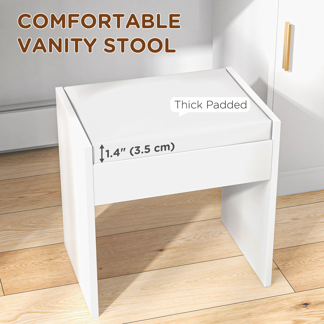 HOMCOM Illuminated Dressing Table Set, LED Vanity Table Set with Stool, LED Mirror, Drawer and Cabinet Shelves for Bedroom