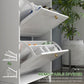 HOMCOM Narrow Shoe Storage with 3 Flip Drawers and Adjustable Shelves, Shoe Cabinet Organizer for 12 Pairs of Shoes, White