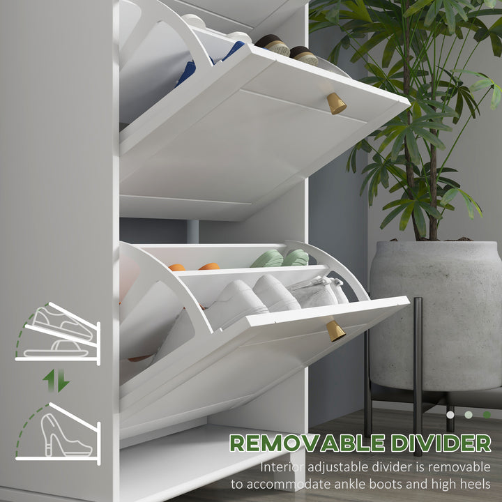 HOMCOM Narrow Shoe Storage with 3 Flip Drawers and Adjustable Shelves, Shoe Cabinet Organizer for 12 Pairs of Shoes, White