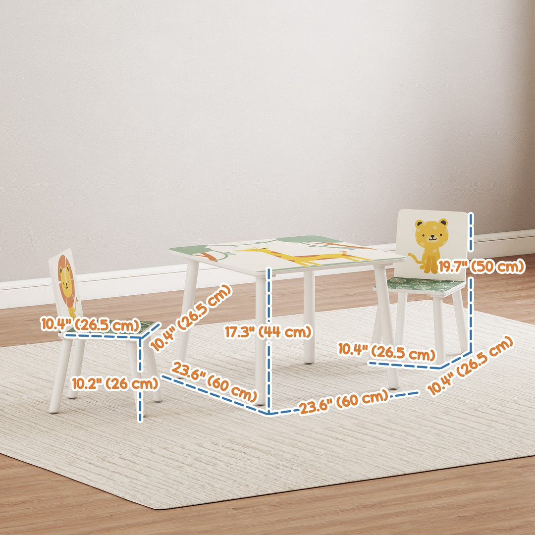 Qaba 3-Piece Kids Table and Chair Set with Star Pattern for Boys and Girls Aged 3-8, Bedroom, Nursery, Playroom, Pink