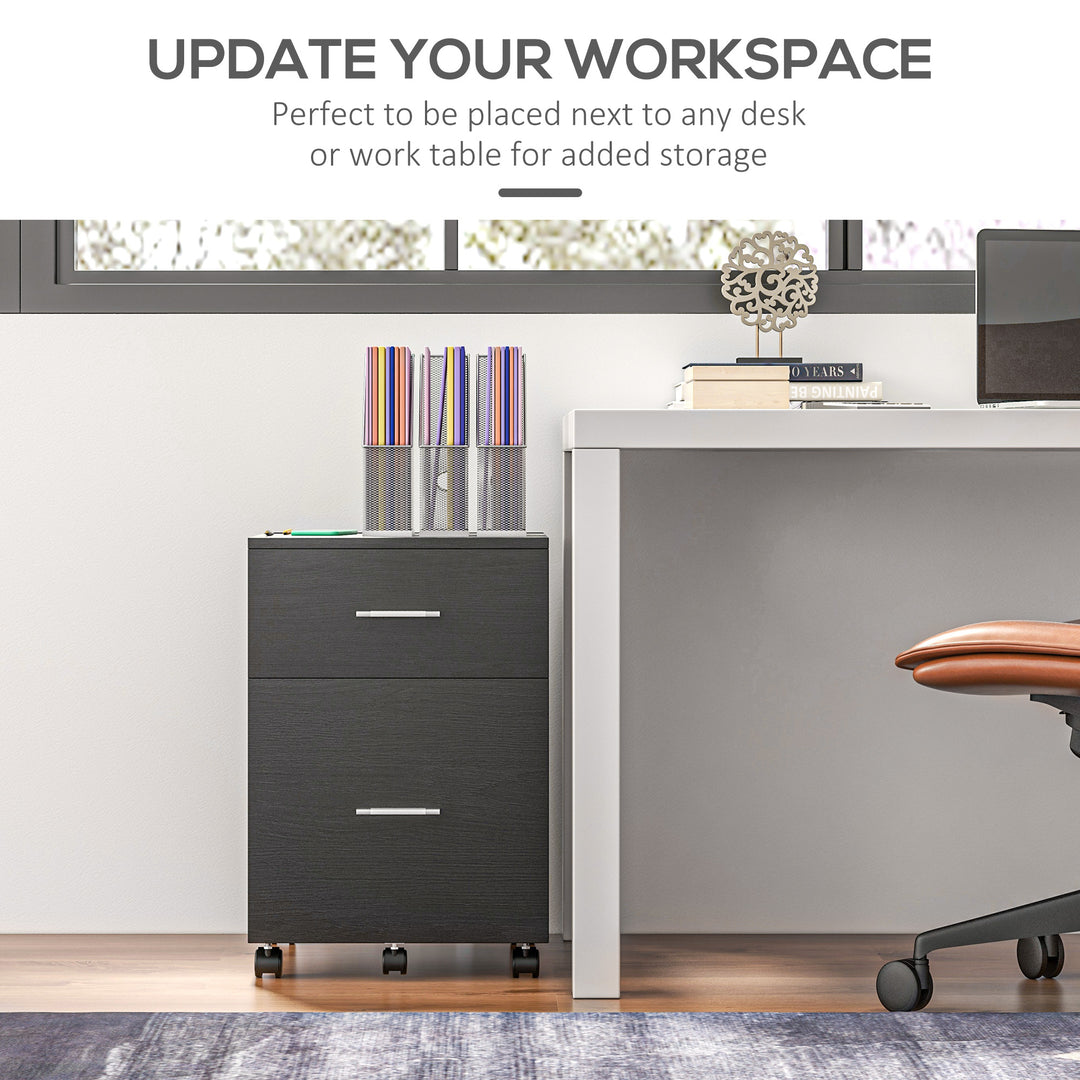 Vinsetto Mobile Filing Cabinet, Vertical File Cabinet with 2 Drawers, Wheels, for Letter or A4 File, Natural