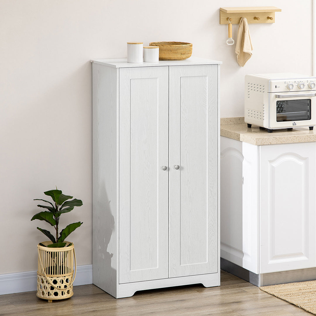 HOMCOM Kitchen Storage Cabinet, Freestanding Pantry Cabinet with 2 Doors and Adjustable Shelves, Distressed White