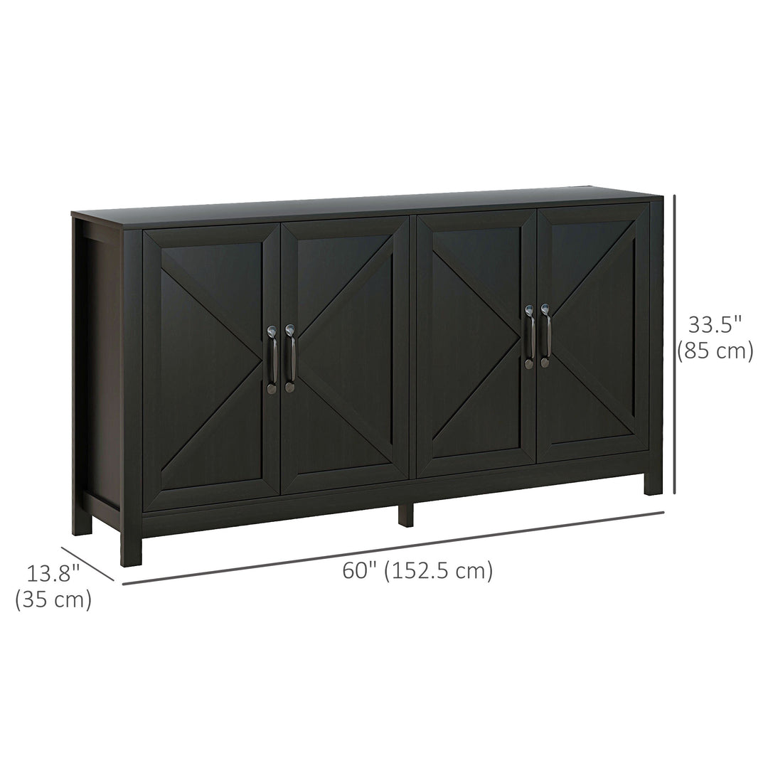 HOMCOM Sideboard Buffet, Storage Cabinet with Barn Door and Adjustable Shelf, TV Stand for TVs up to 65 Inches, Black Oak