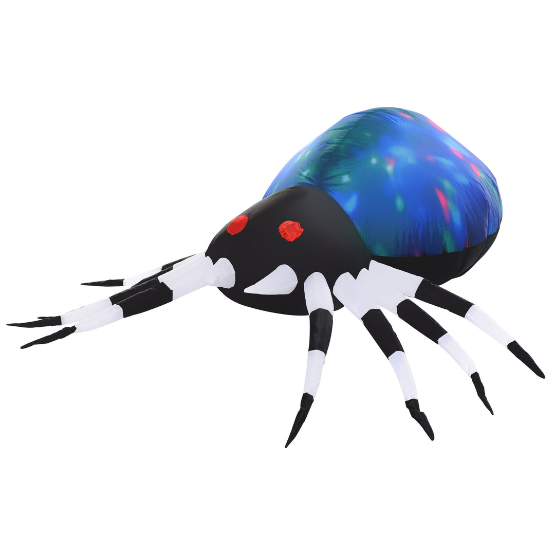 HOMCOM 5Ft Long Halloween Giant Scary Spider LED Lighted Airblown Inflatable Lawn Decoration Holiday Season Garden Decor
