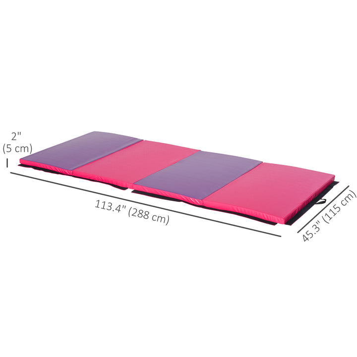 Soozier 4'x10'x2'' Folding Gymnastics Tumbling Mat, Exercise Mat  with Carrying Handles for Yoga, MMA, Martial Arts, Stretching, Core Workouts, Pink and Purple