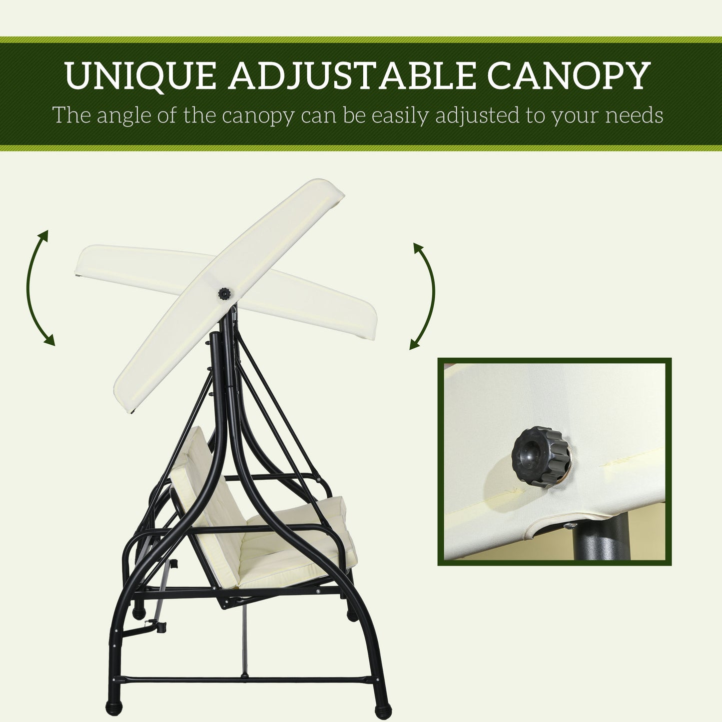 Outsunny Convertible Patio Swing Bed with Canopy and Cushions, 3 Seater Porch Swing for Outdoor, Backyard, Garden, Cream White