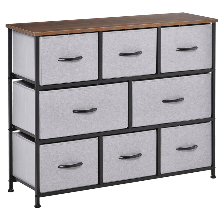 HOMCOM 8-Bin Dresser Storage Tower Cabinet Organizer Unit, Easy Pull Fabric Bins with Metal Frame for Living Room