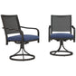 Outsunny 2 Pieces Patio Swivel Chairs with Cushion, Outdoor Swivel Rocker with Curved Armrests, Backrest for Garden, Balcony, Porch, Navy Blue