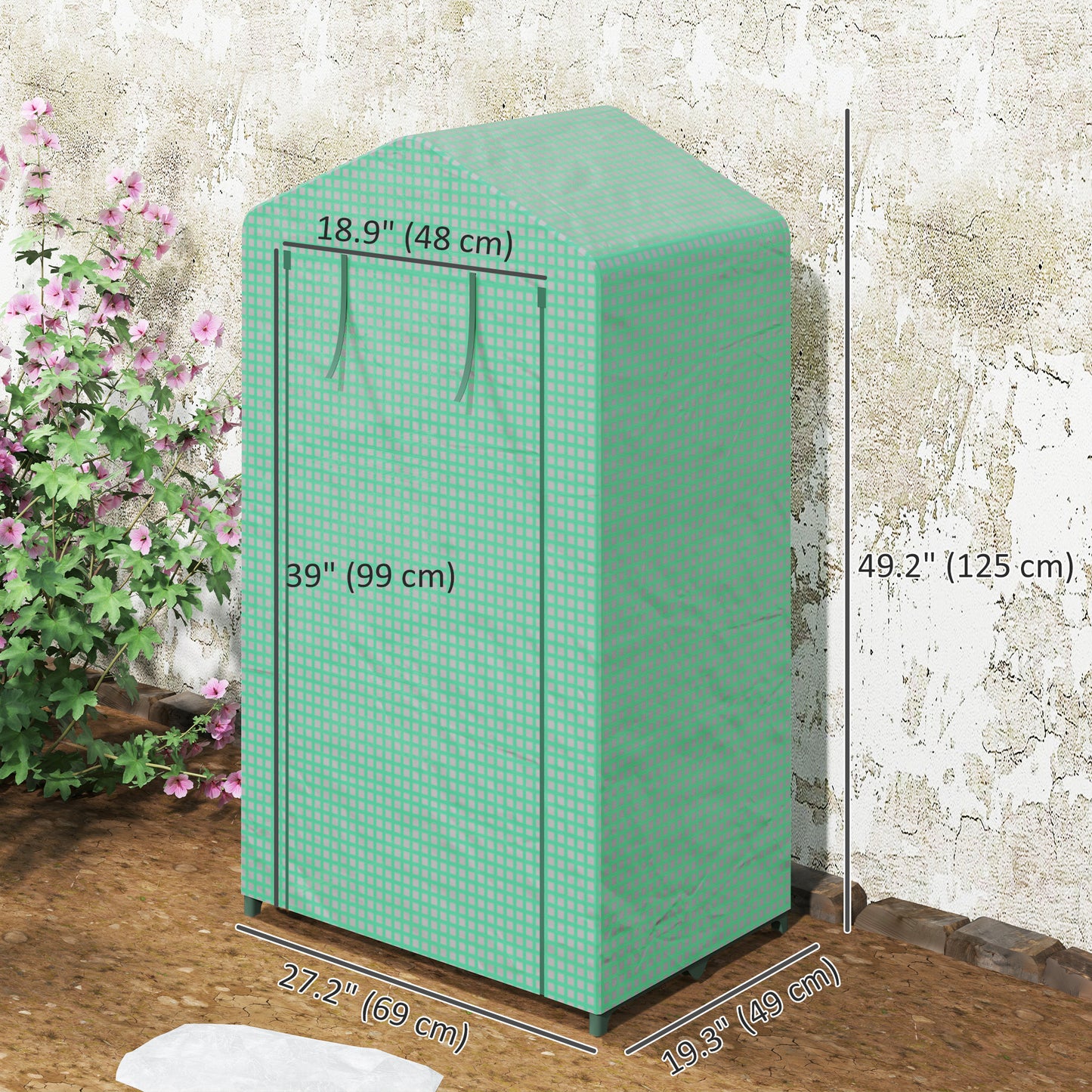 Outsunny 56" x 56" Walk-in Greenhouse Outdoor, Portable Gardening Plant Hot House with 2-Tier Shelf, Green