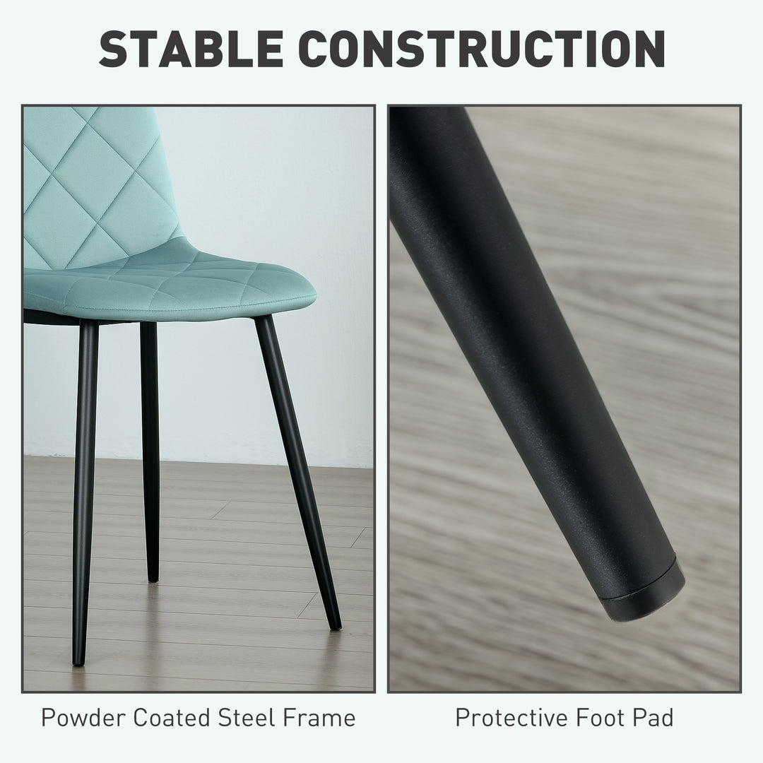 HOMCOM Dining Chairs Set of 4, Upholstered Dining Room Chairs with Steel Legs, Modern Kitchen Chair for Dining Room, Grey