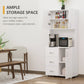 HOMCOM Freestanding Kitchen Buffet with Hutch Storage Organizer with 2 Door Cabinets, 3 Drawers and Open Countertop, Adjustable Shelf for Dining Room Pantry, White