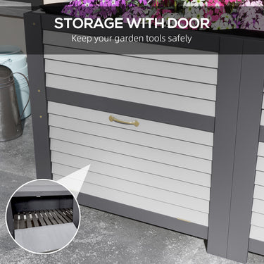 Outsunny Wooden Elevated Planter Box with Storage, 59" x 30" x 29.5" Raised Garden Bed for Vegetables, Flowers, Herbs, Grey