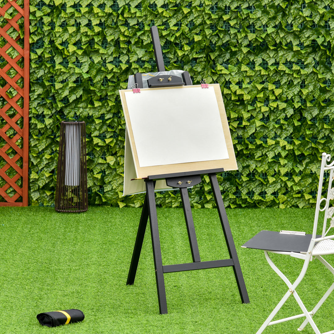 HOMCOM 55" Pine Wood Painting Easel Stand, Adjustable Folding Art Easel, Tilts up to 75° for Adults, Begginners and Students, Black