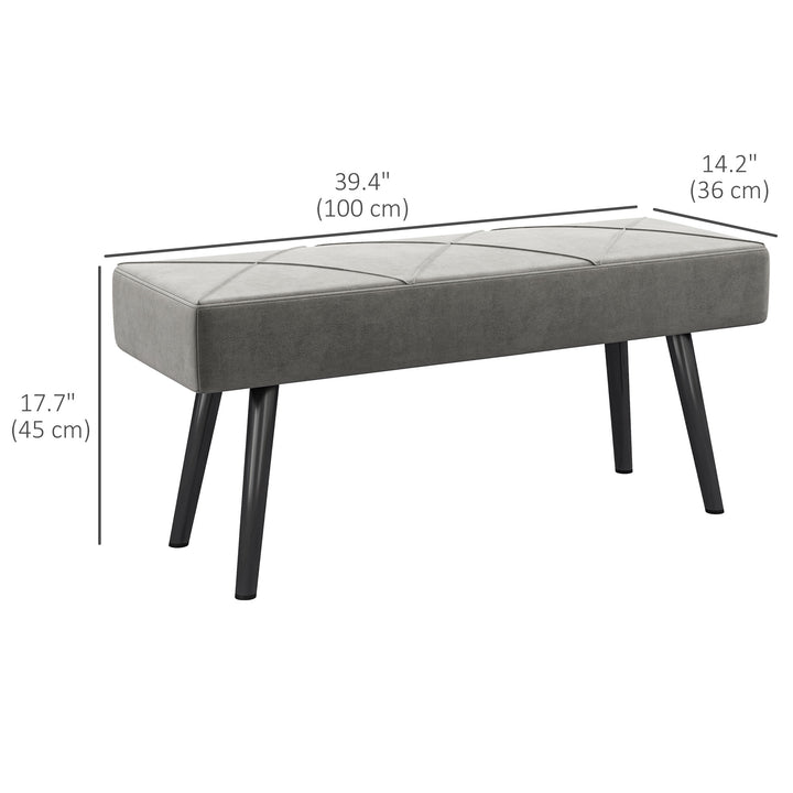 HOMCOM 39 Inches Upholstered Bedroom Bench, Modern End of Bed Bench with Steel Legs, Green