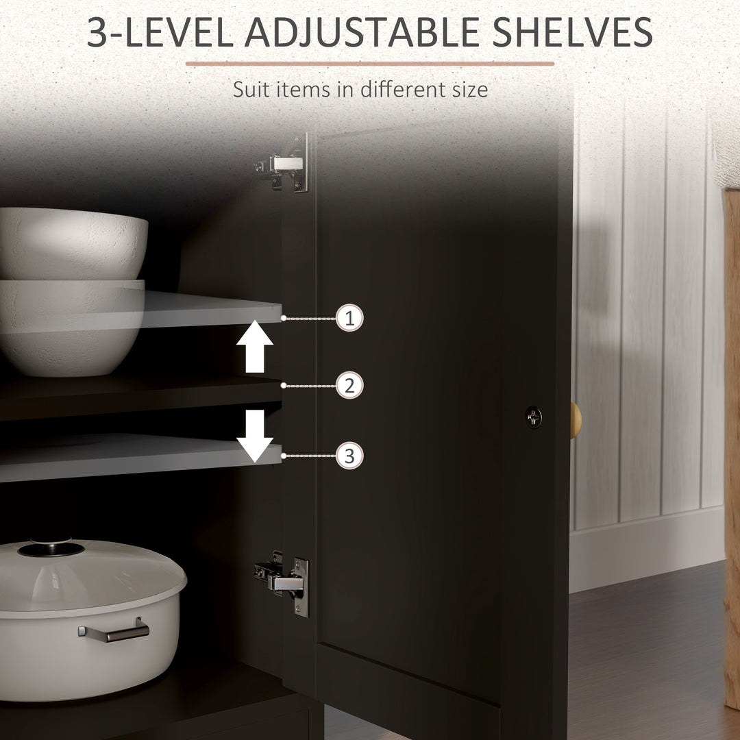 HOMCOM Kitchen Sideboard Cabinet with 2 Drawers, 4 Barn Doors and 2 Adjustable Shelves, Buffet Table for Living Room, White